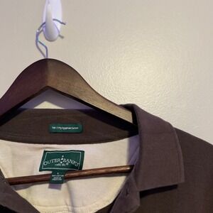 VTG Outer Banks Mens Short Sleeve Polo Shirt L Brown Egyptian Cotton Casual Golf